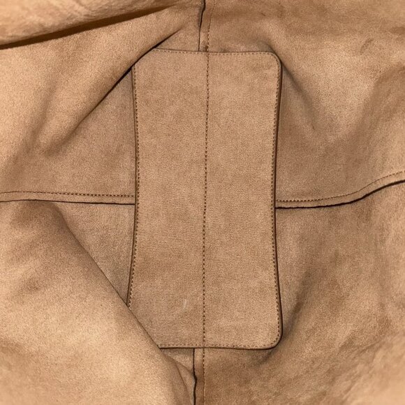 Real Leather Suede Purse Shopper genuine luxury dark brown shoulder bag trend - Picture 5 of 5